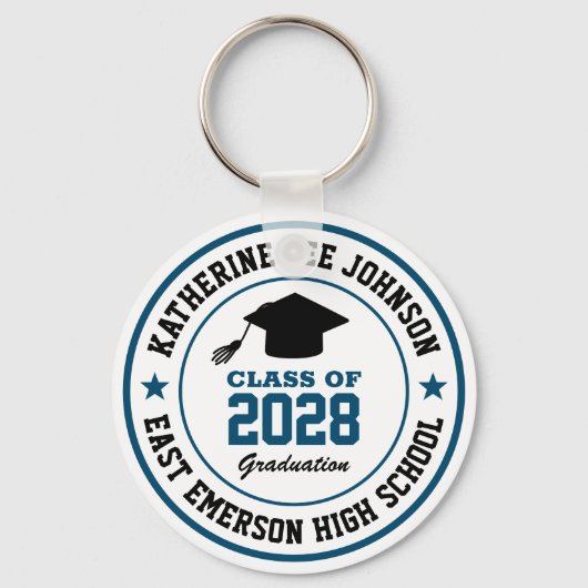 Porte-clés Diplôme de fin d'année secondaire Couleur personna (Recto)