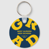 Porte-clés Diplôme d'or jaune et bleu (Recto)