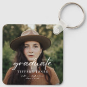 Porte-clés Diplômé moderne blanc Script 4 Photos Graduation (Dos)