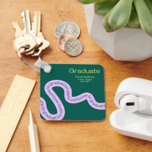 Porte-clés Diplôme moderne coloré typographie verte
