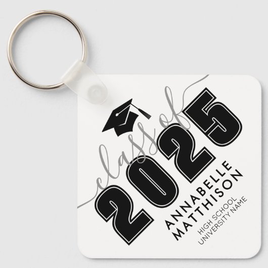 Porte-clés Diplômé noir blanc (Recto)