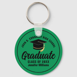 Porte-clés Diplômé Noir Vert Personnalisé 2026 Remise des dip