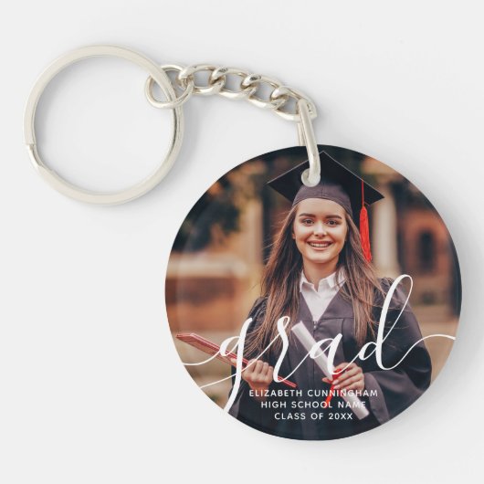 Porte-clés Diplômé Simple Script Moderne Photo Classique (Devant)