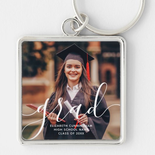 Porte-clés Diplômé Simple Script Moderne Photo Classique (Devant)