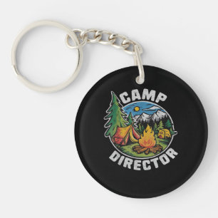Porte-clés Directeur de camp rétro Camping Camp d'été Drôle d