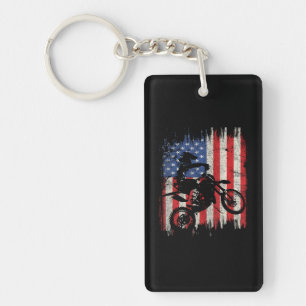 Porte-clés Dirt Bike Motocross USA American Flag Patriotic