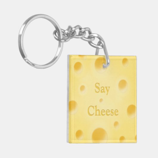 Porte-clés "Dis Fromage" Fromage jaune mignon sur mesure (Devant gauche)