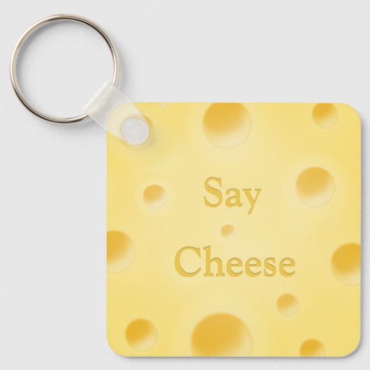 Porte-clés "Dis Fromage" Fromage jaune mignon sur mesure (Recto)