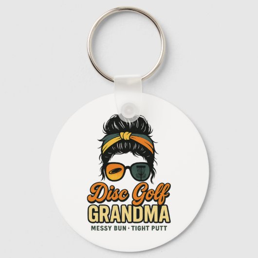 Porte-clés Disc Golf Grand-mère Script Rétro (Recto)