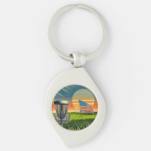 Porte-clés Disque Drapeau vintage Américain Golf Vintage Sun