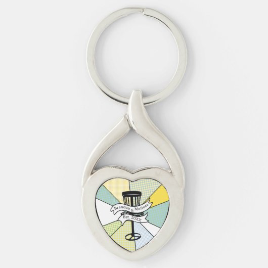 Porte-clés Disque Golf Personnalisé Couple Date Établie (Devant)