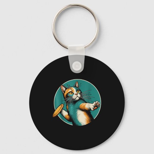 Porte-clés Disque Golfer Cat Disque Golf Player Funny Hallowe (Recto)