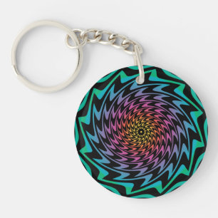 Porte-clés DISQUE HYPNOTIQUE Mesmerizing Neon Cool Zig Zag Sp