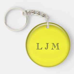 Porte-clés - Disque jaune avec initiales