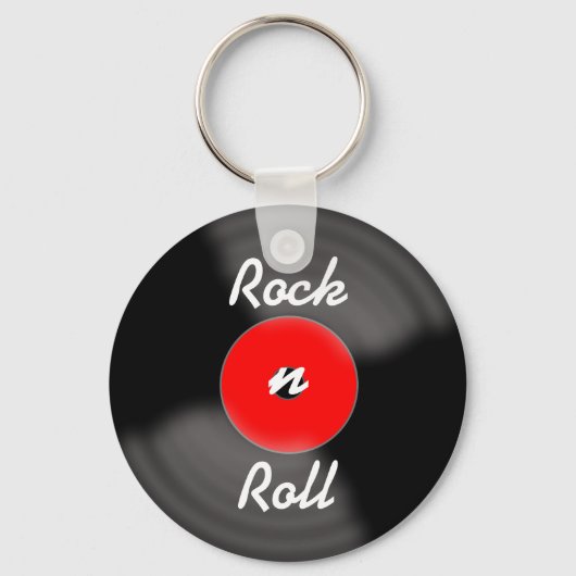 Porte-clés disque vinyle Rock Roll Rouge (Recto)
