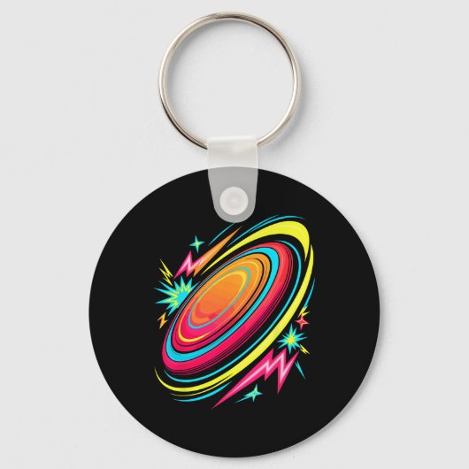 Porte-clés Disques de golf volants de frisbee d'arcade rétro (Recto)