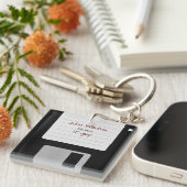 Porte-clés Disquette d'ordinateur 80s amusant Retro (Devant Droit)