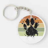 Porte-clés Distressed Paint Splatter Chien Paw Retro Sunset (Devant)