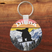 Porte-clés Distressed Retro Snowboard Ski Slopes Name (Recto)