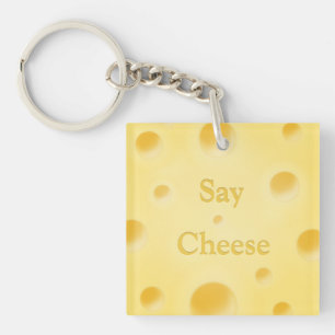 Porte-clés "Dites Fromage" Tranche de Fromage Jaune Mignon Pe