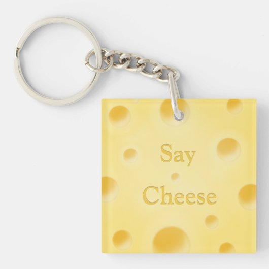 Porte-clés "Dites Fromage" Tranche de Fromage Jaune Mignon Pe (Devant)