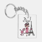 Porte-clés Diva de cheveux noirs (Devant gauche)