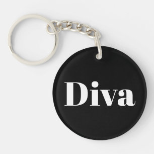 Porte-clés Diva Opera Singa Musique Style Chic Blanc Noir