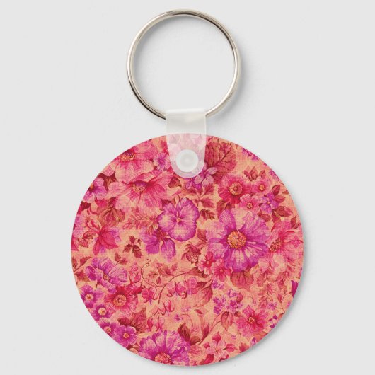 Porte-clés Diverses fleurs en fleurs en rose et violet chaud (Recto)