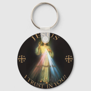 PORTE-CLÉS DIVINE MERCY, JÉSUS J'AI CONFIANCE EN VOUS.