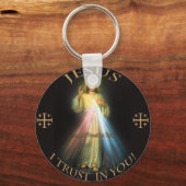 PORTE-CLÉS DIVINE MERCY, JÉSUS J'AI CONFIANCE EN VOUS. (Recto)