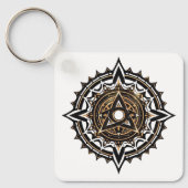 Porte-clés Divine Sacrée Mandala - Noir & Or Trishul (Recto)
