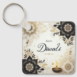 Porte-clés Diwali avec Elegant Floral & Diya