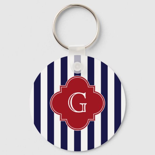 Porte-clés Dk Bleu Bleu Blancs Cranberry Quatrefoil Monogramm (Recto)