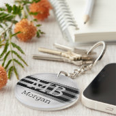 Porte-clés do-it-yourself Monogramme/Nom Bk/Silver Stripes Br (Devant droit)
