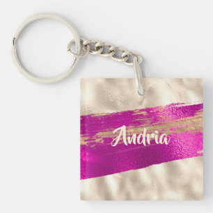 Porte-clés do-it-yourself Nom Brush Texte Fuchsia Platinum Fa