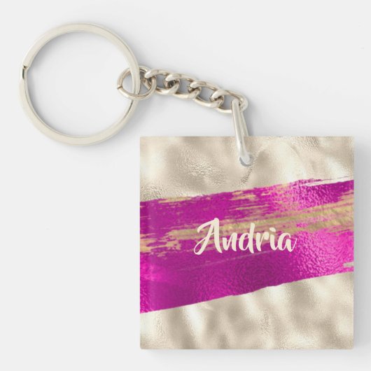 Porte-clés do-it-yourself Nom Brush Texte Fuchsia Platinum Fa (Devant)