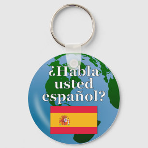 Porte-clés Do you speak Spanish ? Flag & globe