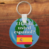 Porte-clés Do you speak Spanish ? Flag & globe (Recto)