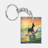 Porte-clés Doberman Beach Surf Peinture (Devant gauche)