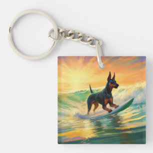 Porte-clés Doberman Beach Surf Peinture
