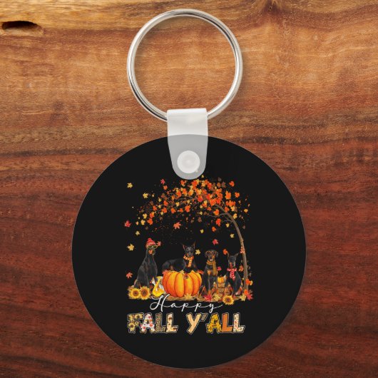 Porte-clés Doberman Chien Automne Automne Citrouille Camion M (Recto)