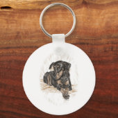 Porte-clés Doberman Chien oreilles naturelles (Recto)