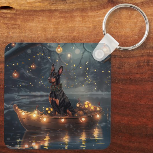 Porte-clés Doberman Christmas Festive Voyage (Verso)