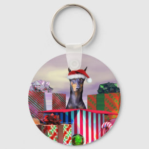 Porte-clés Doberman Christmas Surprise