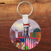Porte-clés Doberman Christmas Surprise (Recto)