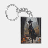 Porte-clés Doberman Citrouille Halloween effroi (Devant gauche)