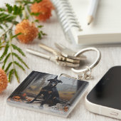 Porte-clés Doberman Citrouille Halloween effroi (Devant Droit)