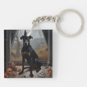 Porte-clés Doberman Citrouille Halloween effroi (Dos)