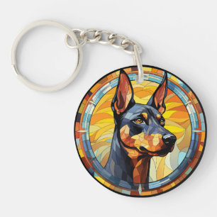 Porte-clés Doberman Doberman Pinscher Dog en verre doux