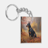 Porte-clés Doberman en automne Feuilles automne Inspire (Devant gauche)